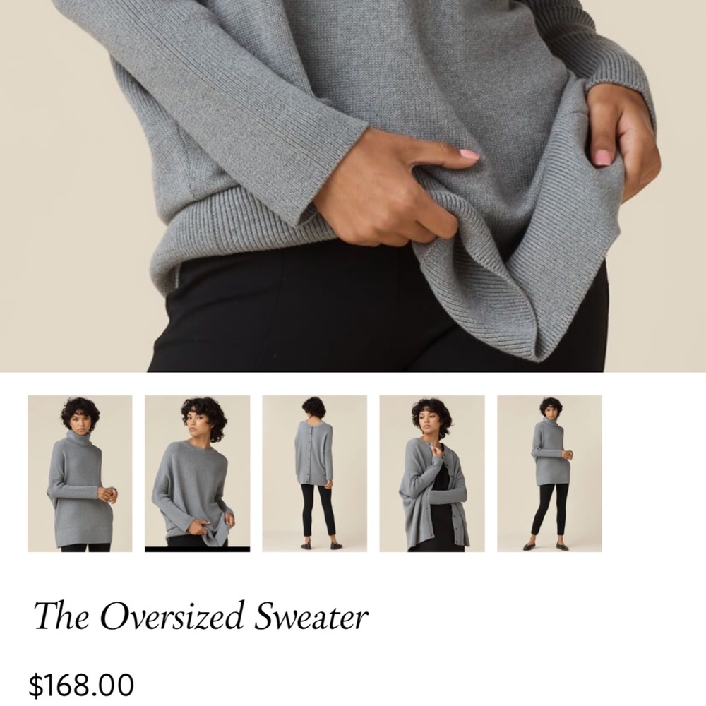 Vetta oversized sweater can be worn many ways. Grey large
